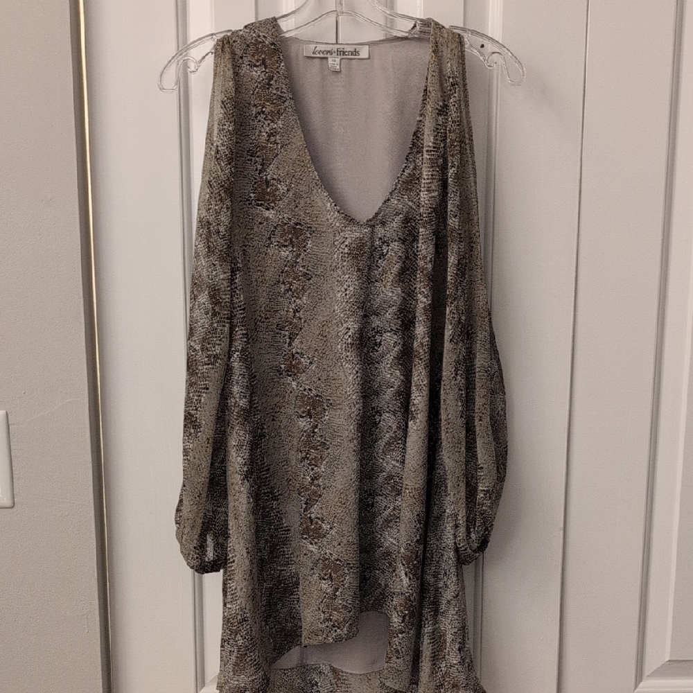 Lovers + Friends Taupe Snake Print Dress